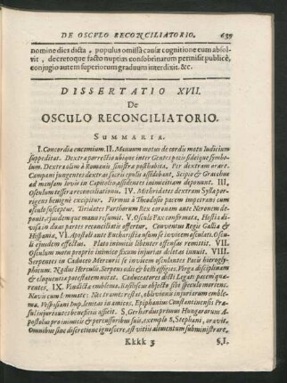 Dissertatio XVII. De Osculo Reconciliatorio.