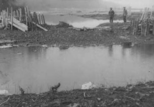 Durchbruch wegen Hochwasser am Rhein 1955