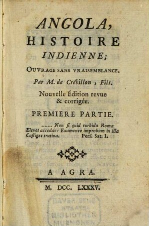 Angola : Histoire Indienne ; Ouvrage Sans Vraisemblance, 1
