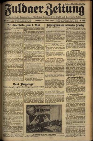 Erste Ausgabe vom Sonntag, den 28. April 1935.