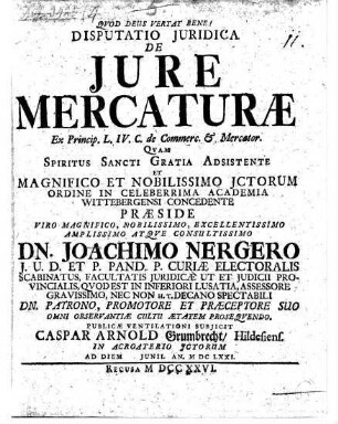 Diss. de iure mercaturae