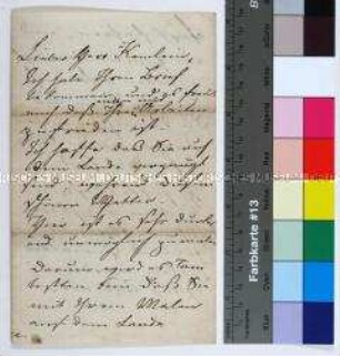 Brief des G. Morton Eden an den Porträtmaler Wilhelm Kemlein betreffend Auftragsarbeiten, Kontakte und Malerei