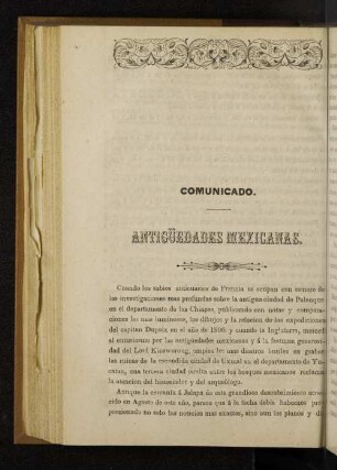 Comunicado.Antigüedades mexicanas.