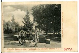 Sawtelle. Historic Cannon near Headquarters, Soldier`s Home, Cal.