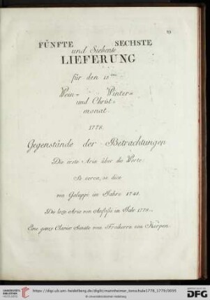 Fünfte, Sechste und Siebte Lieferung 1778