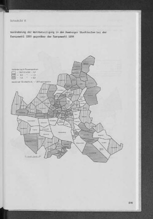 Schaubild 8 Veränderung der Wahlbeteiligung in den Hamburger Stadtteilen bei der Europawahl 1989 gegenüber der Europawahl 1984
