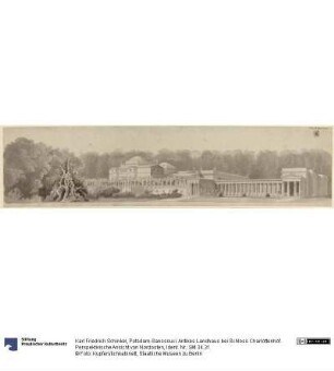 Potsdam-Sanssouci. Antikes Landhaus bei Schloss Charlottenhof. Perspektivische Ansicht von Nordosten