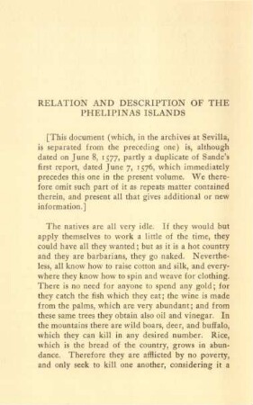 Relation and description of the Phelipinas Islands