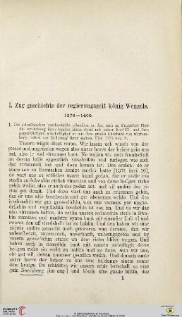 Zur geschichte der regierungszeit könig Wenzels. 1376-1400