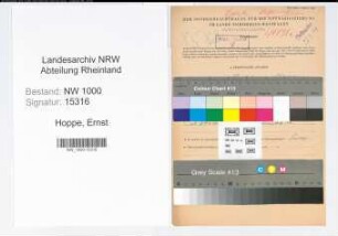 Entnazifizierung Ernst Hoppe, geb. 16.09.1892 (Finanzoberinspektor)