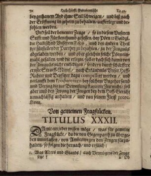 Von gemeinen Fragstücken. Titulus XXXII.