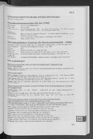 III.3 Senatsunmittelbare Einrichtungen