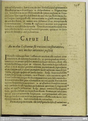 Caput II. An modus Leßianus sit rationi consentaneus, nec melior inveniri poßit?