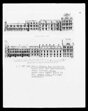 Paris, Palais des Tuileries, nördlicher Teil der Gartenfront