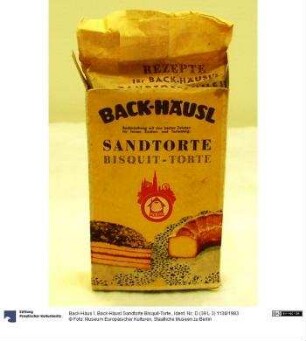 Back-Häusl Sandtorte Bisquit-Torte.