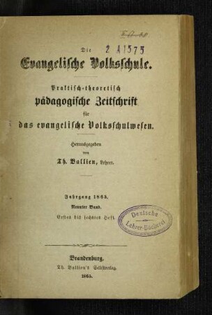 9: Die evangelische Volksschule - 9.1865