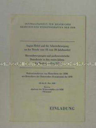 Einladung und Programm zu einer gemeinsamen Tagung von Historikern der DDR mit Vertretern der Historischen Kommission der SPD