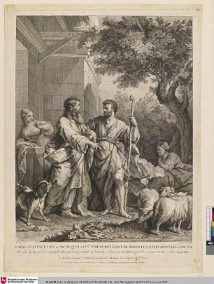 Laban s'excuse et dit a Jacob que la coûtume du pais êtant de marier les ainées avant les cadetes