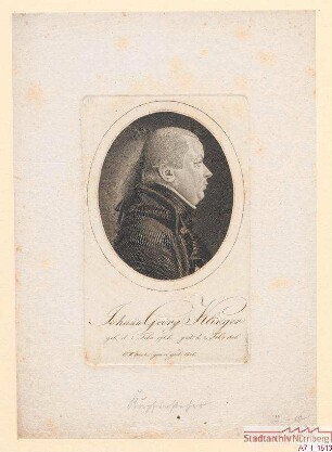 Johann Georg Klinger; geb. 2. Februar 1766; gest. 2. Februar 1806