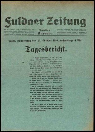 Ausgabe vom Donnerstag, den 22. Oktober 1914.