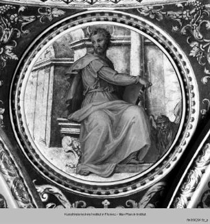 Freskendekoration mit Engelreigen, Evangelisten und Szenen der Genesis : Pendentifs mit Evangelisten
