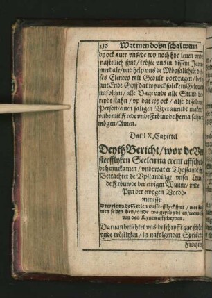 Dat IX. Capittel Deyth Bericht/ wor de Vnsterfflyken ...