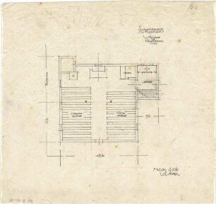 Gsaenger, Gustav; München - Obermenzing, Grünspechtstr. 13; Ev. Notkirche, Bethlehems Kirche, Pfarrhaus - Notkirche, Erweiterung, Variante (Grundriss)