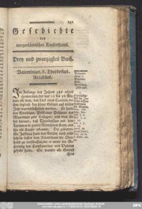 Drey und zwanzigstes Buch. Valentinian. II. Theodosius. Arcadius.
