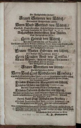 Der Wohlgebohrnen Frauen/ Frauen Susannen von Uchtritz ...