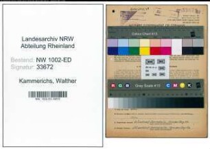 Entnazifizierung Walther Kammerichs, geb. 02.10.1900 (Lehrer)