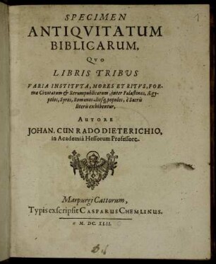 1: Specimen Antiquitatum Biblicarum. 1
