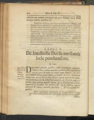 Pars 1, Caput II. De Intellectu Dei & attributis independentibus