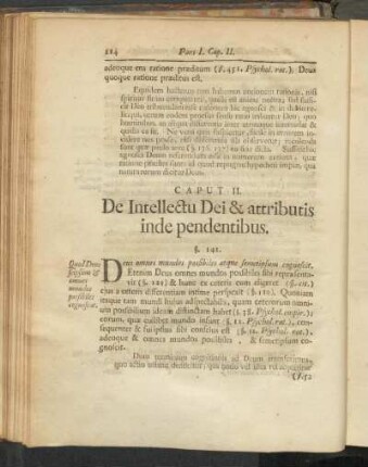 Pars 1, Caput II. De Intellectu Dei & attributis independentibus