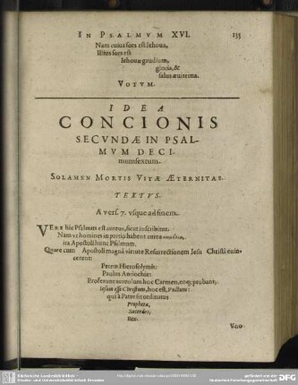 Idea Concionis Secundae In Psalmum Decimumsextum