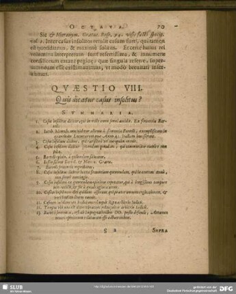 Quaestio VIII. Quis dicatur casus insolitus?