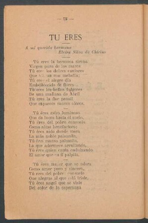 Tú eres : A mi querida hermana Elvira Silva de Chirino