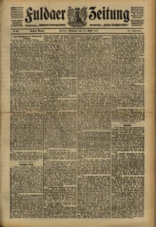 Erste Ausgabe vom Mittwoch, den 19. April 1911.