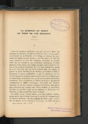La quesion du Maroc au point de vue Espagnol