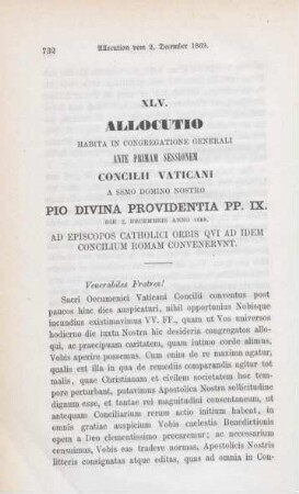 732-736 Allocution Sr. Heil. Papst Pius IX. vom 2. December 1869
