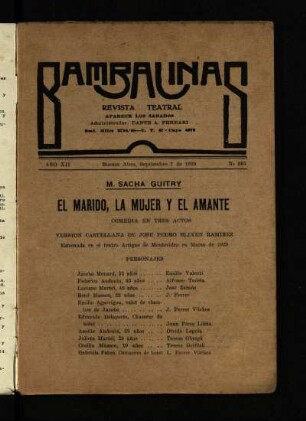 El marido, la mujer y el amante : comedia en tres actos
