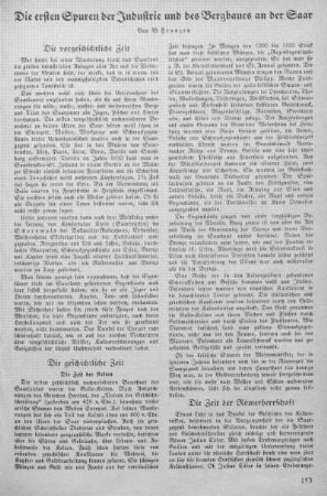 Die ersten Spuren der Industrie und des Bergbaues an der Saar