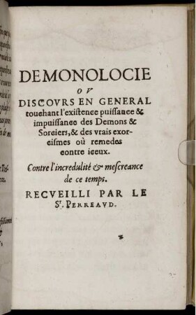 Demonolocie Ov Discovrs En General [...]