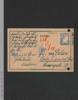Postkarte von Ida Dehmel an Dorothee von Velsen