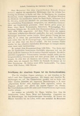 Beteiligung der einzelnen Organe bei der Krebserkrankung