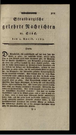 27. Stück, den 2. Aprill, 1783.