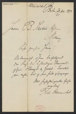 Brief an B. Schott's Söhne : 20.05.1894