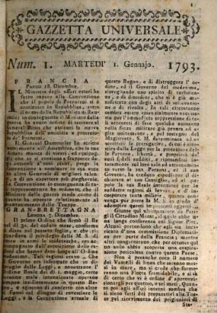 Gazzetta universale, 1793