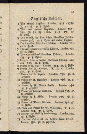 29-37, Englische Bücher