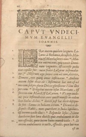 Capvt Vndecimvm Evangelii Ioannis.