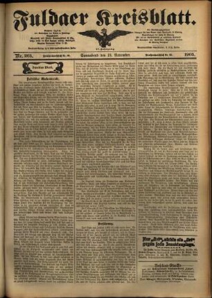 Zweite Ausgabe vom Samstag, den 18. November 1905.